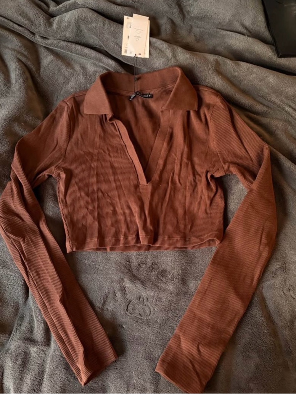 NWT zara plunge polo long sleeve size small